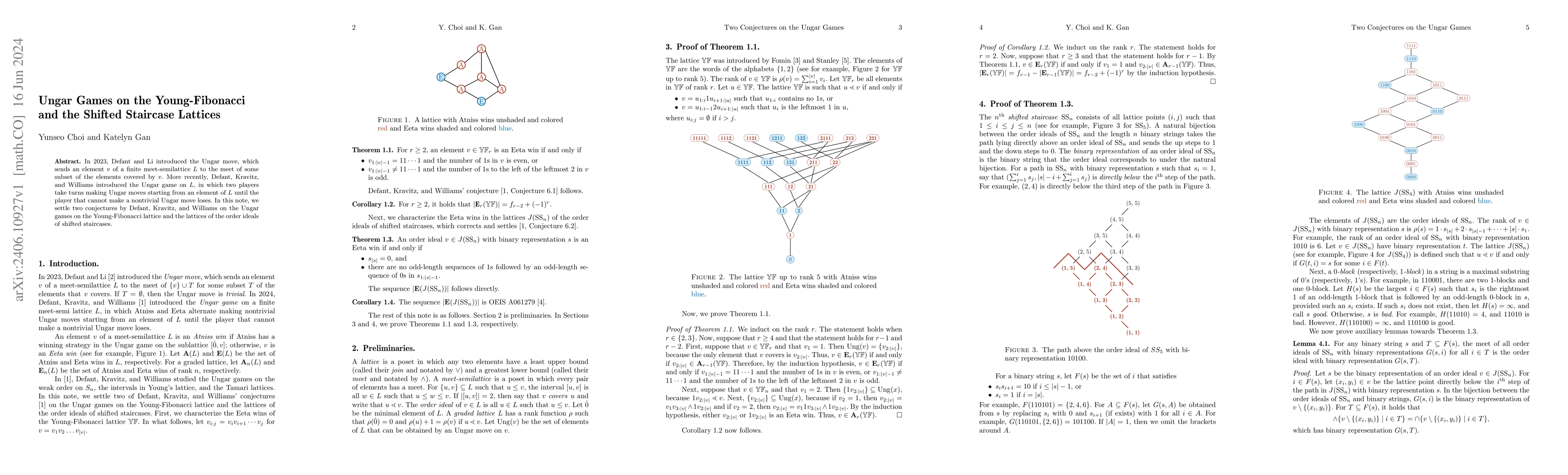 Thumbnail for Ungar Games on the Young-Fibonacci and the Shifted Staircase Lattices