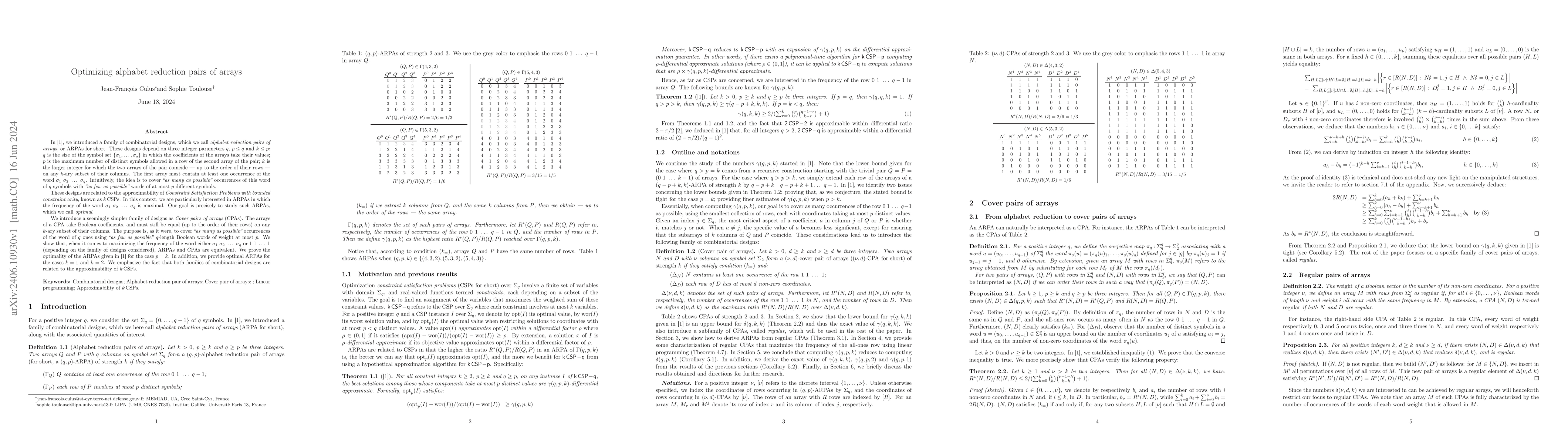Thumbnail for Optimizing alphabet reduction pairs of arrays