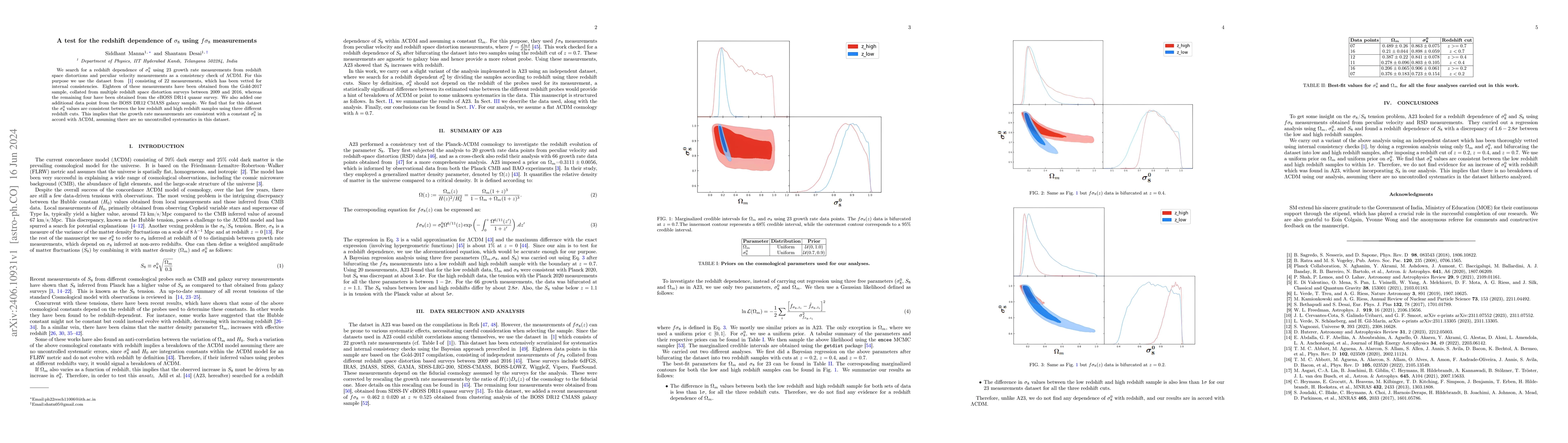 Thumbnail for A test for the redshift dependence of $\sigma_8$ using $f\sigma_8$
  measurements