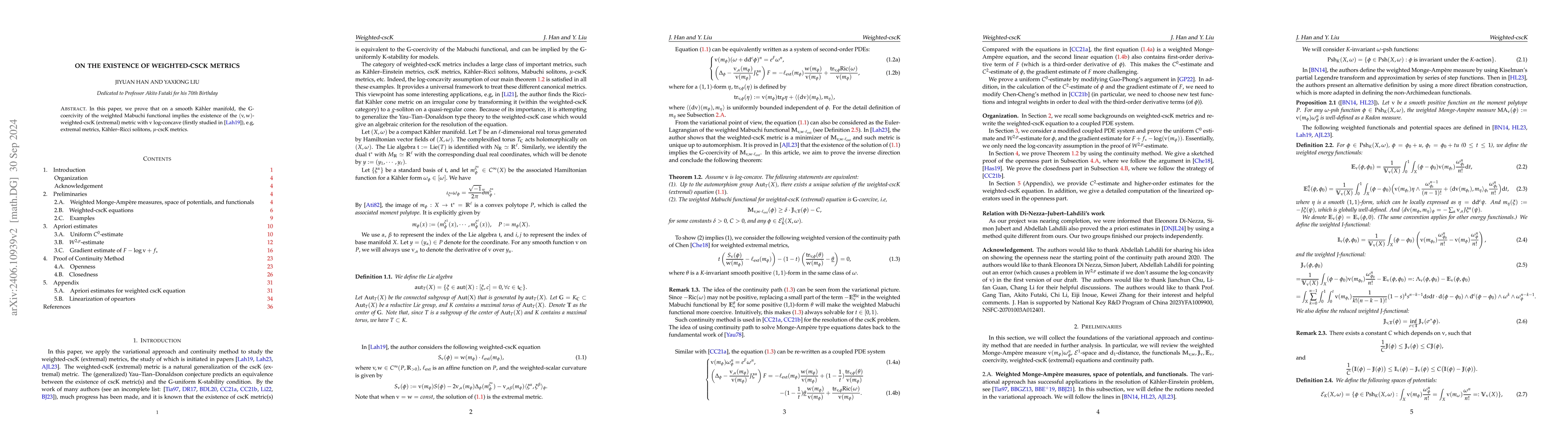 Thumbnail for On the Existence of Weighted-cscK Metrics