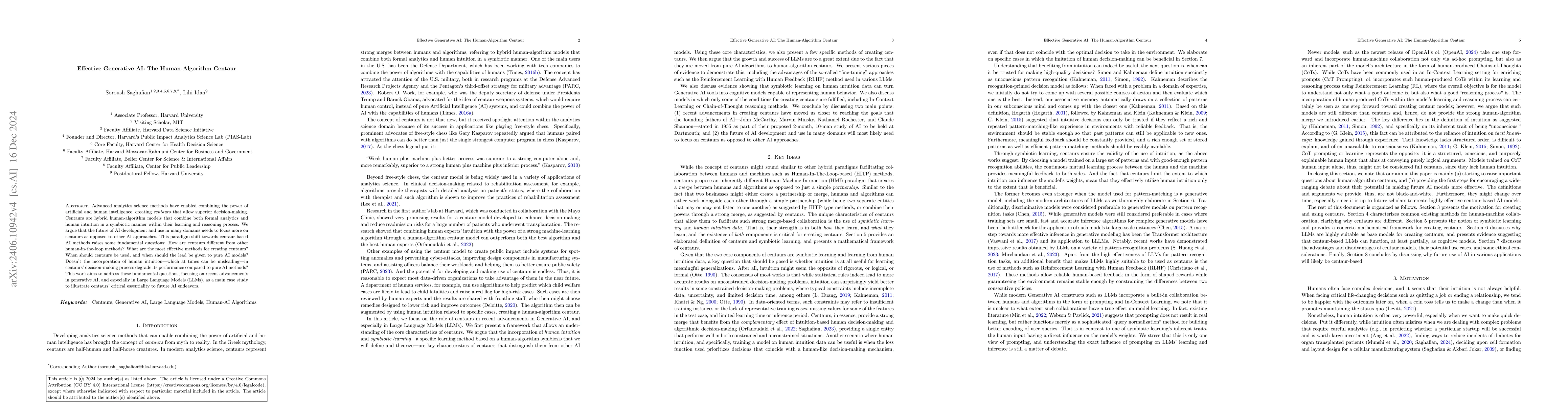 Thumbnail for Effective Generative AI: The Human-Algorithm Centaur