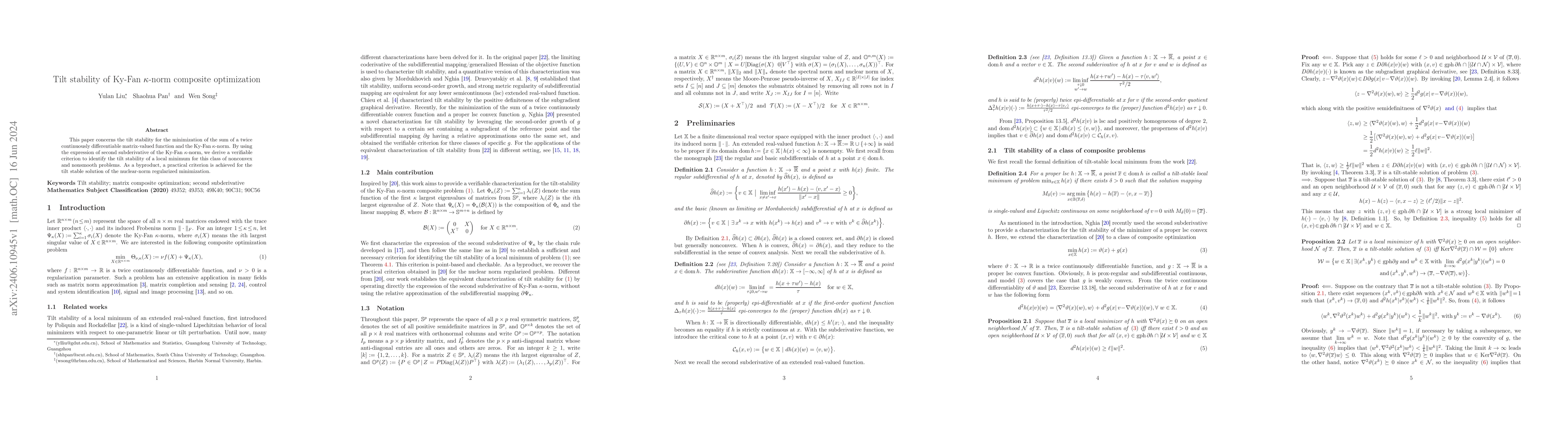 Thumbnail for Tilt stability of Ky-Fan $\kappa$-norm composite optimization