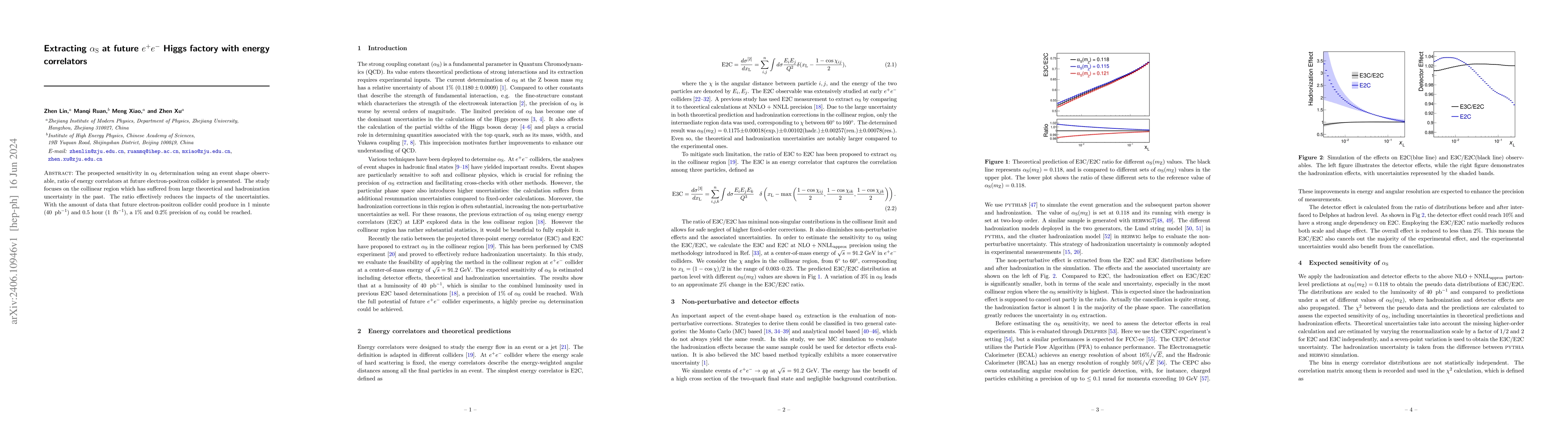 Thumbnail for Extracting $\alpha_\mathrm{S}$ at future $e^+e^{-}$ Higgs factory with
  energy correlators