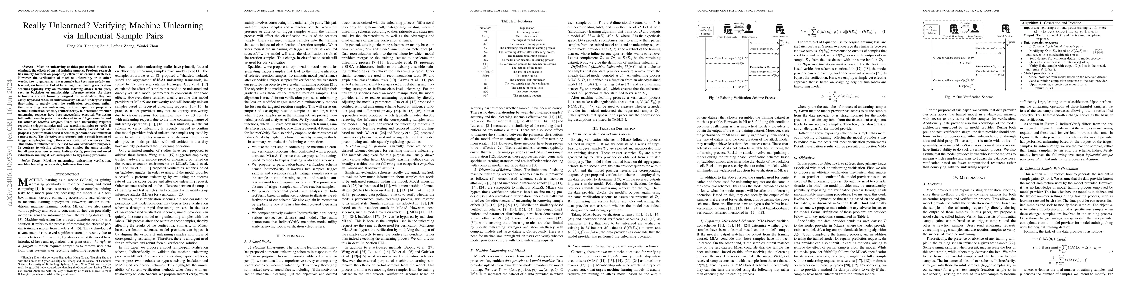 Thumbnail for Really Unlearned? Verifying Machine Unlearning via Influential Sample
  Pairs