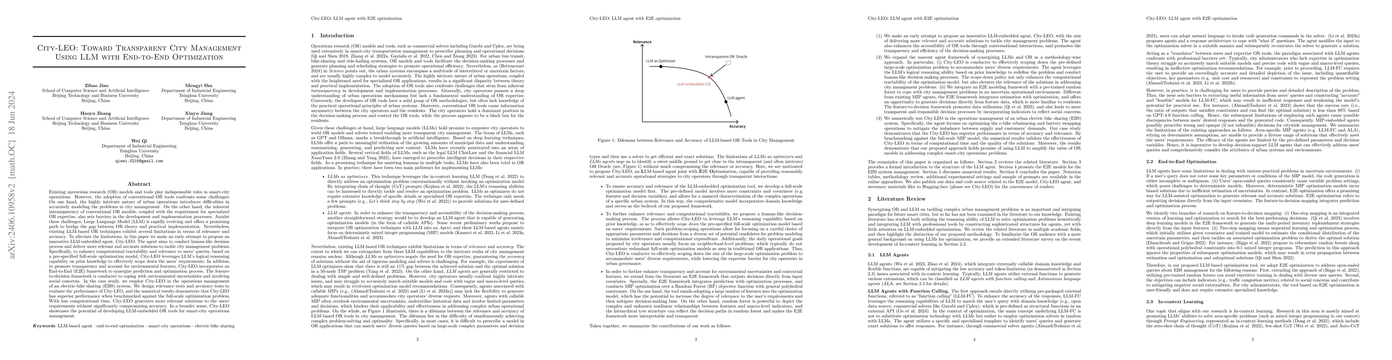 Thumbnail for City-LEO: Toward Transparent City Management Using LLM with End-to-End
  Optimization