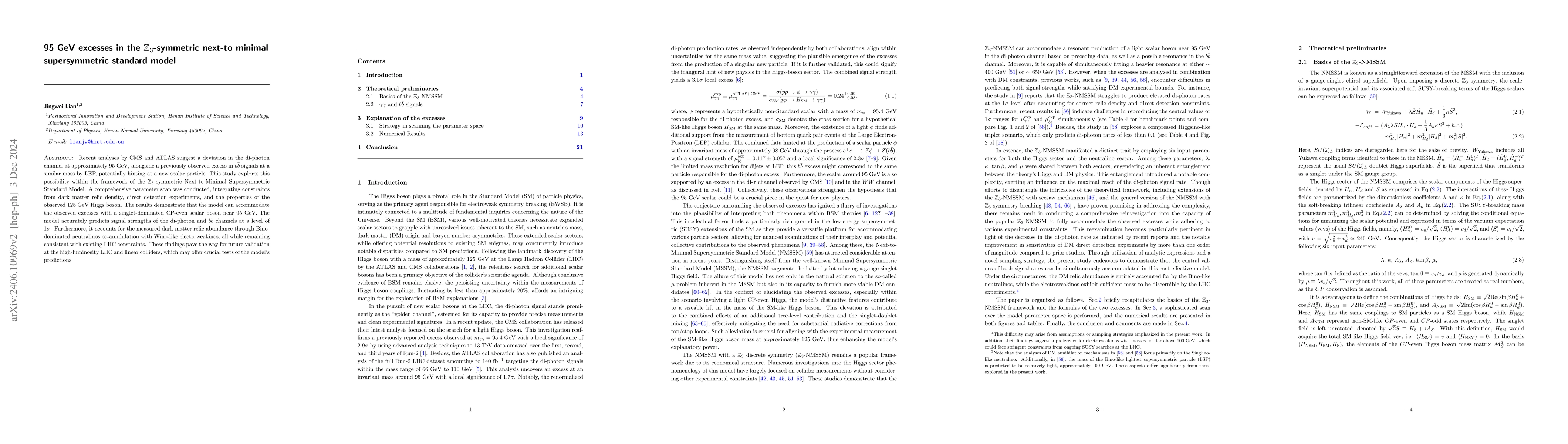 Thumbnail for The 95GeV Excesses in the $\mathbb{Z}_3$-symmetric Next-to Minimal
  Supersymmetric Standard Model