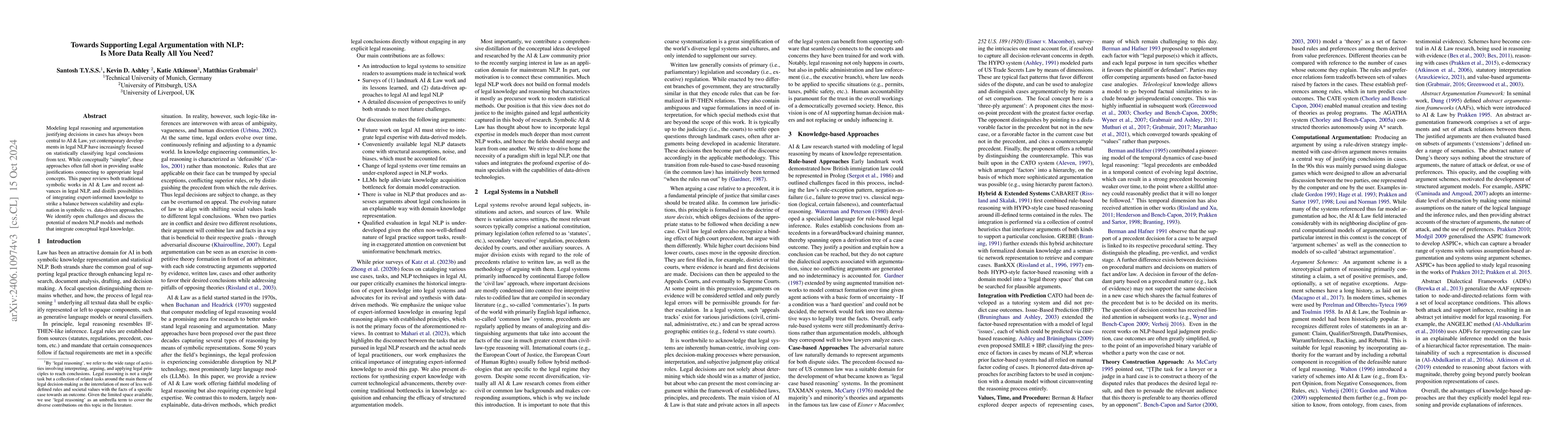 Thumbnail for Towards Supporting Legal Argumentation with NLP: Is More Data Really All
  You Need?