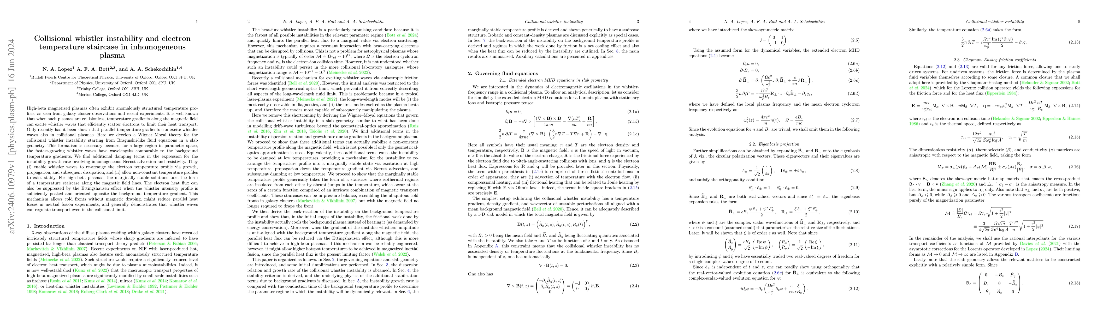 Thumbnail for Collisional whistler instability and electron temperature staircase in
  inhomogeneous plasma