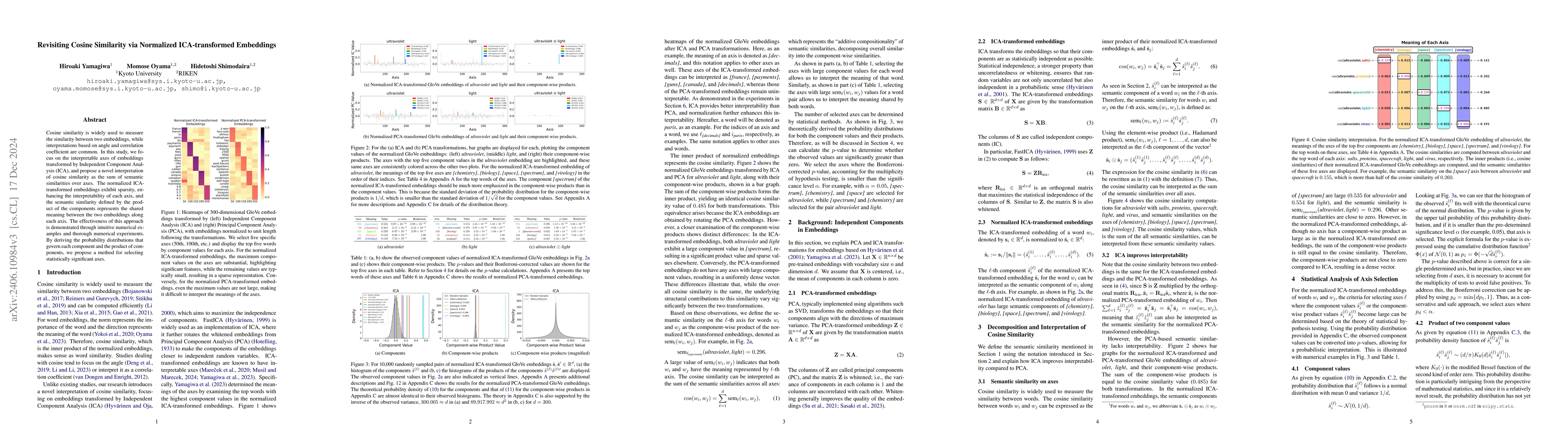 Thumbnail for Revisiting Cosine Similarity via Normalized ICA-transformed Embeddings