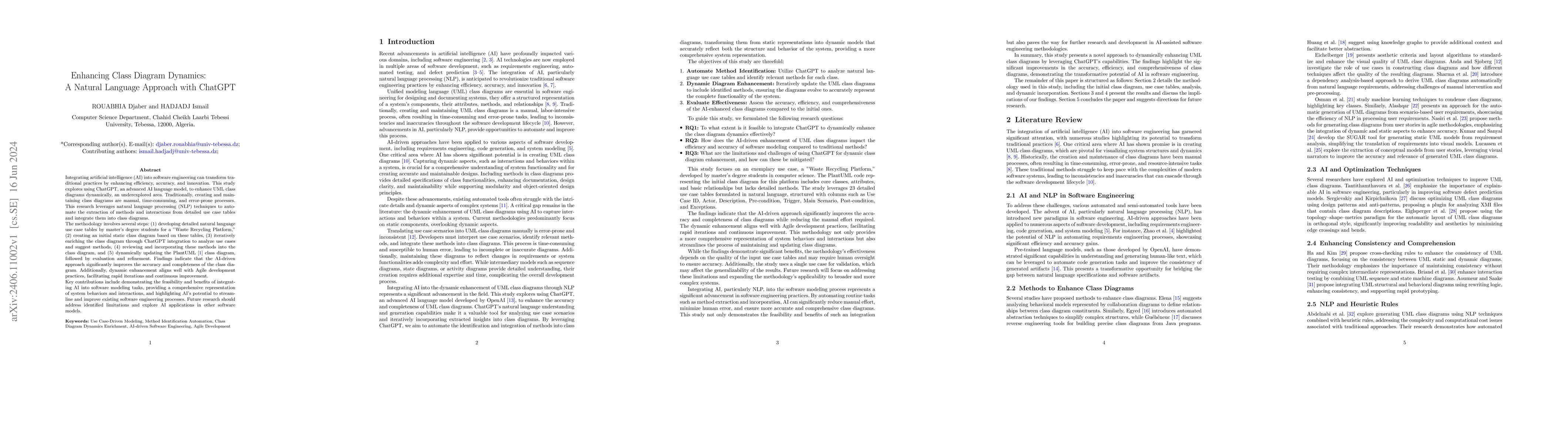 Thumbnail for Enhancing Class Diagram Dynamics: A Natural Language Approach with
  ChatGPT