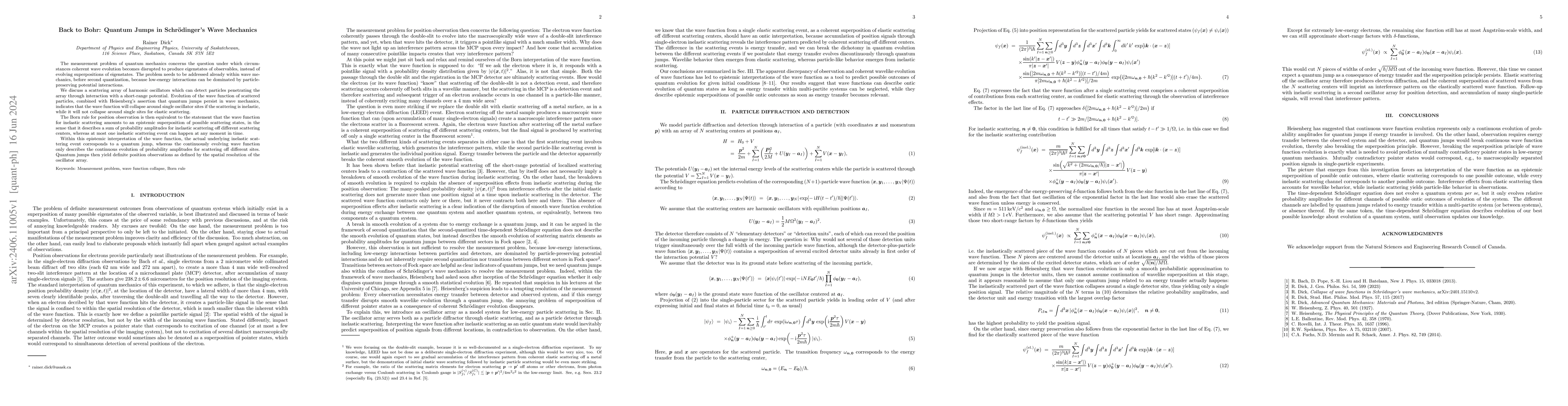 Thumbnail for Back to Bohr: Quantum Jumps in Schroedinger's Wave Mechanics