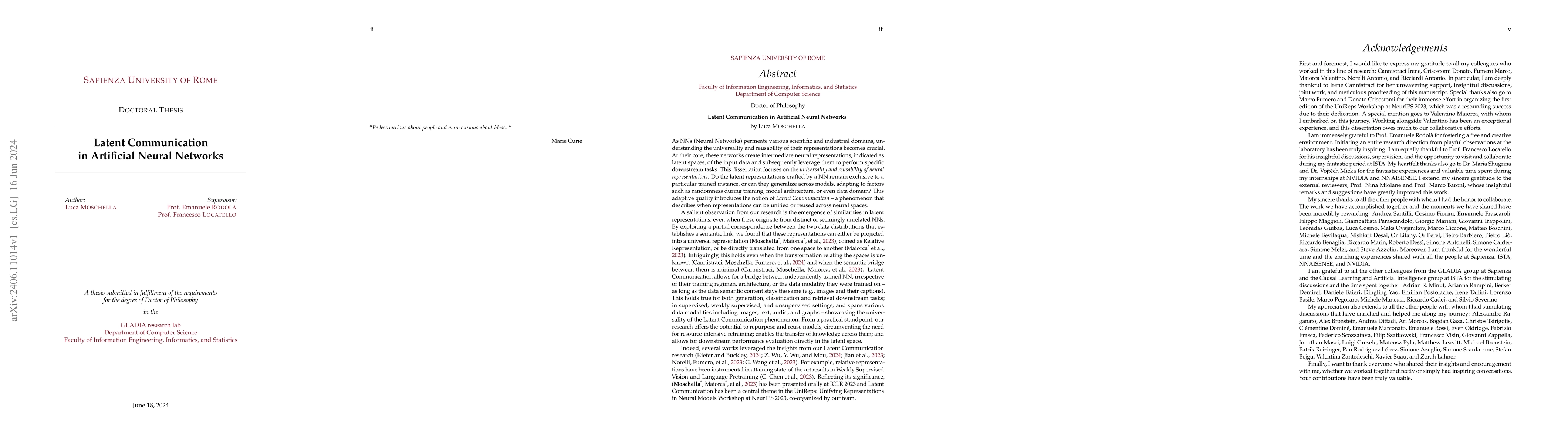 Thumbnail for Latent Communication in Artificial Neural Networks