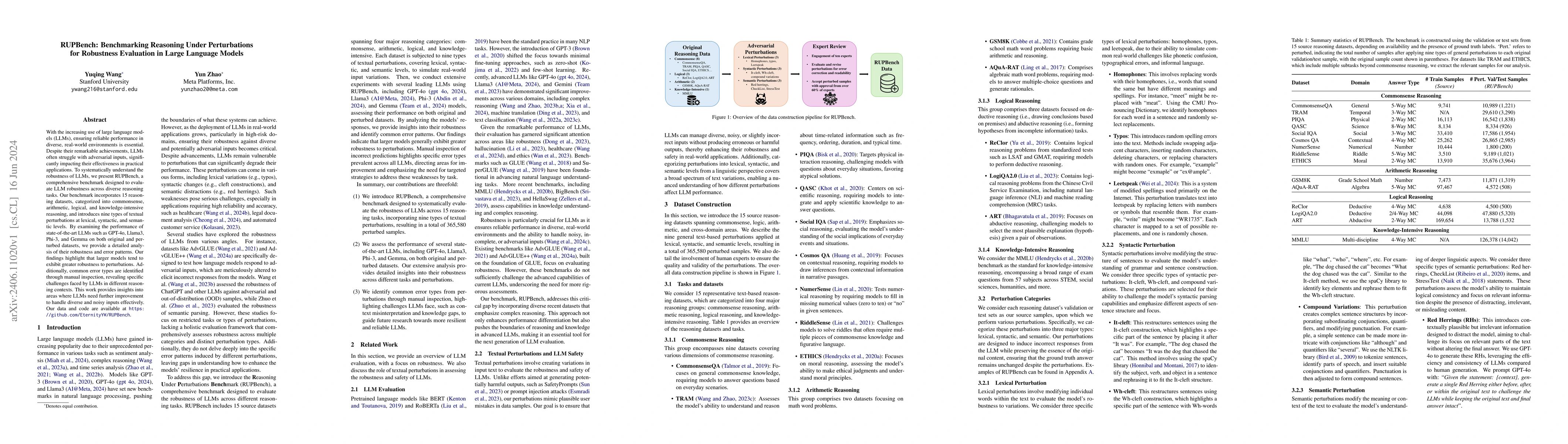 Thumbnail for RUPBench: Benchmarking Reasoning Under Perturbations for Robustness
  Evaluation in Large Language Models