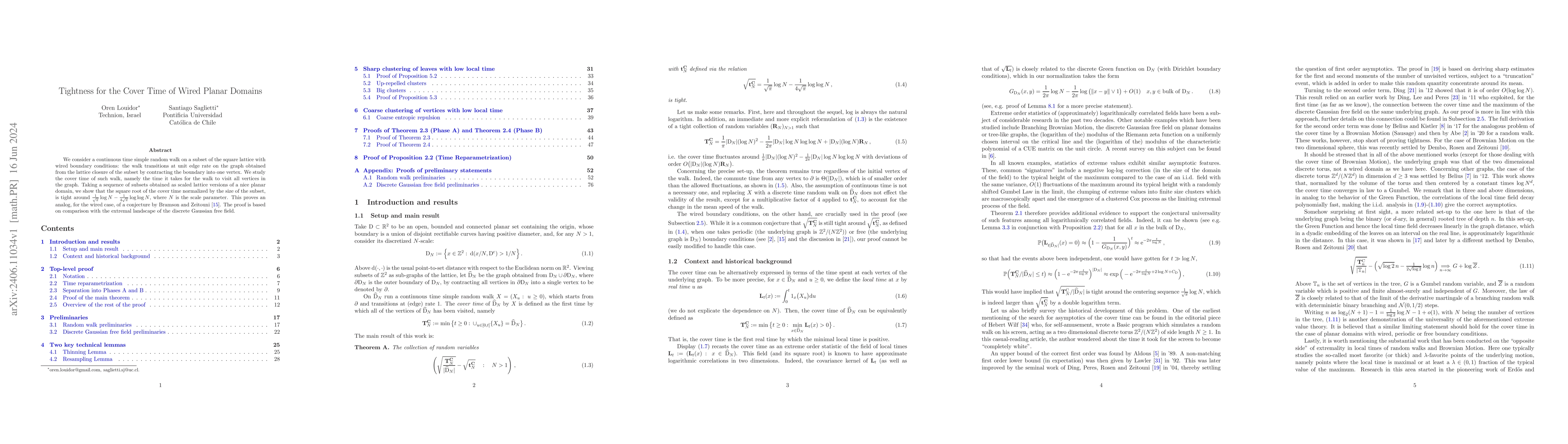 Thumbnail for Tightness for the Cover Time of Wired Planar Domains