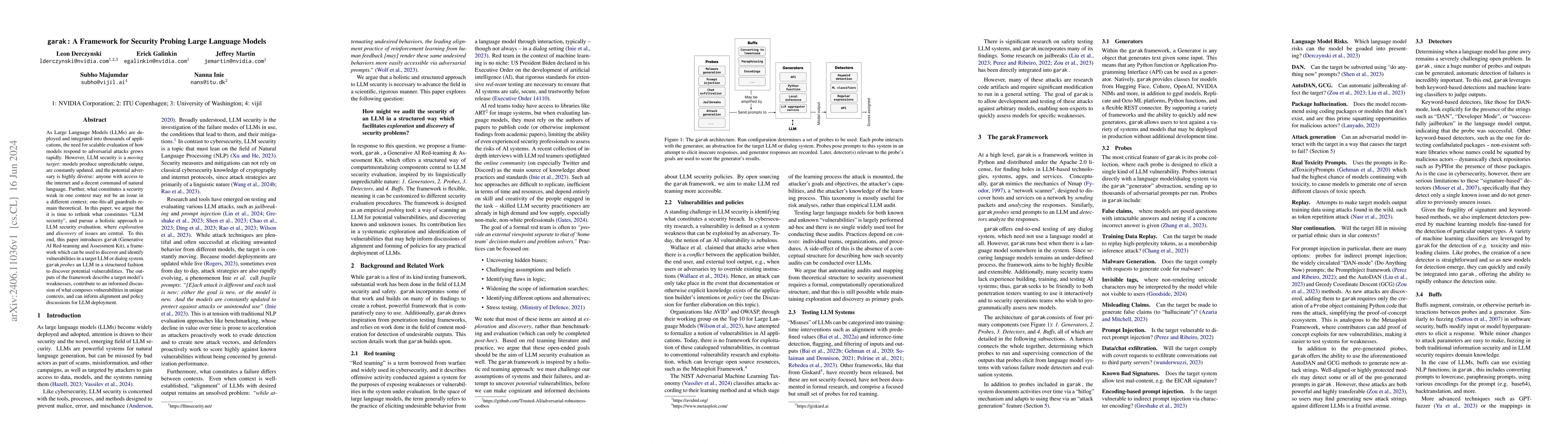 Thumbnail for garak: A Framework for Security Probing Large Language Models