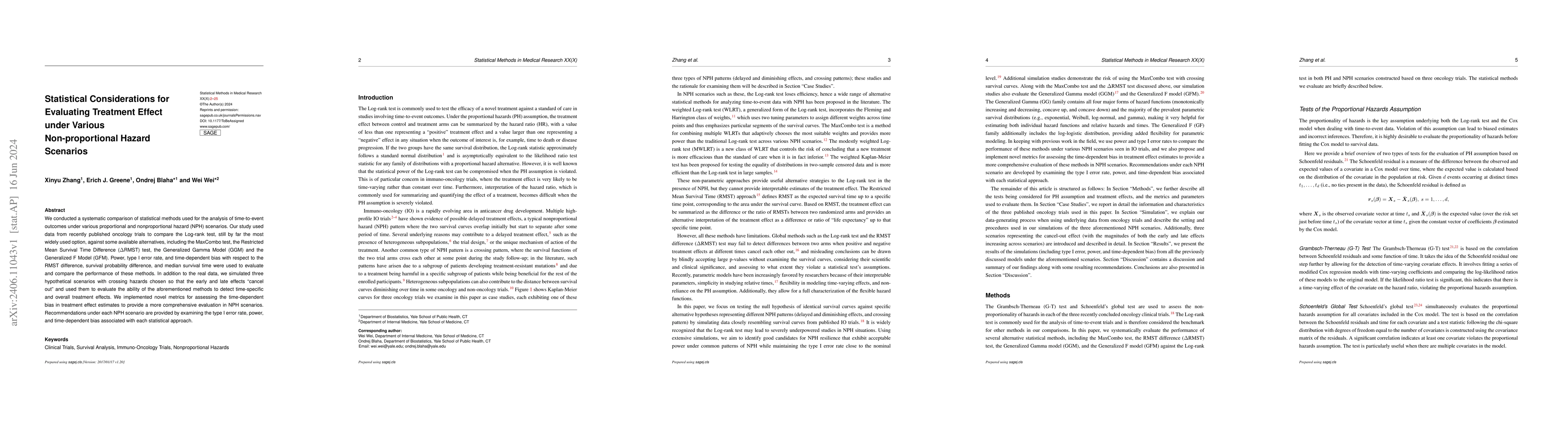 Thumbnail for Statistical Considerations for Evaluating Treatment Effect under Various
  Non-proportional Hazard Scenarios