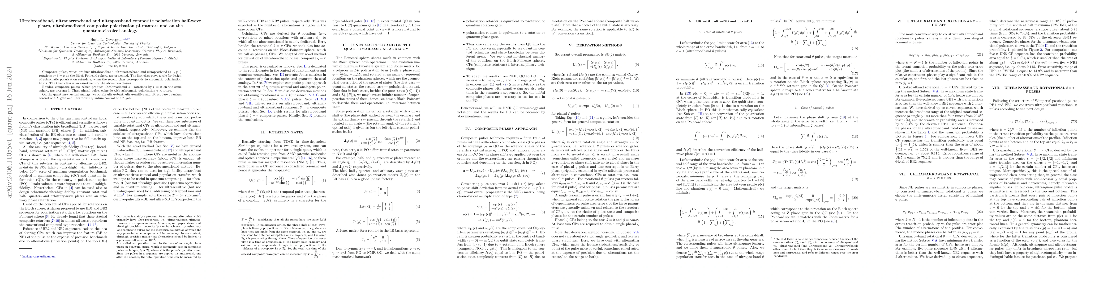 Thumbnail for Ultrabroadband, ultranarrowband and ultrapassband composite polarisation
  half-wave plates, ultrabroadband composite polarisation pi-rotators and on
  the quantum-classical analogy