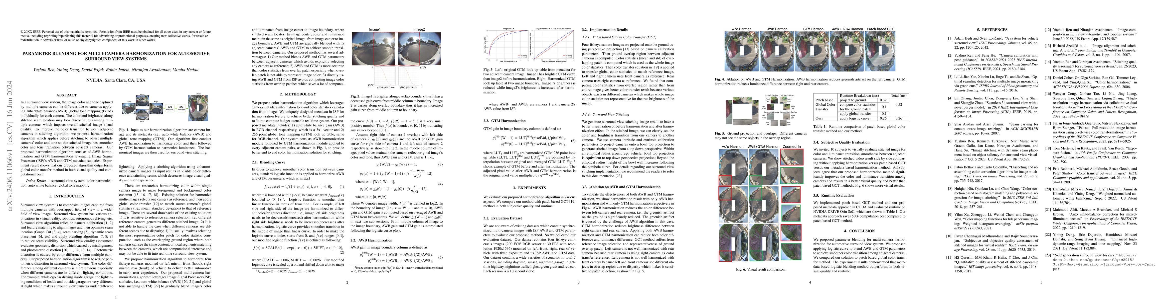 Thumbnail for Parameter Blending for Multi-Camera Harmonization for Automotive
  Surround View Systems