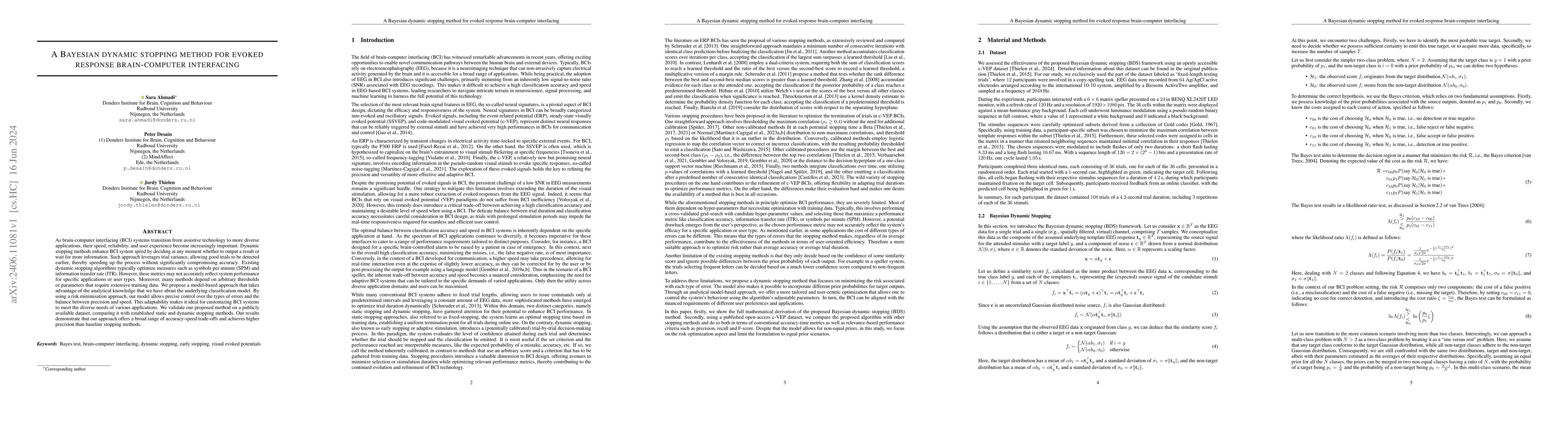Thumbnail for A Bayesian dynamic stopping method for evoked response brain-computer
  interfacing