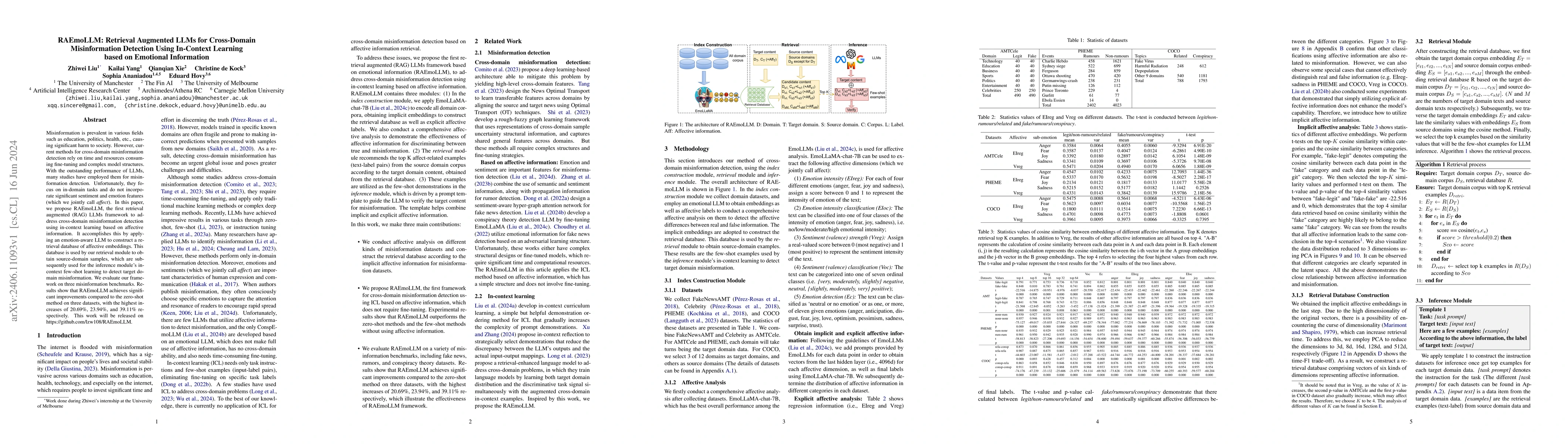 Thumbnail for RAEmoLLM: Retrieval Augmented LLMs for Cross-Domain Misinformation
  Detection Using In-Context Learning based on Emotional Information