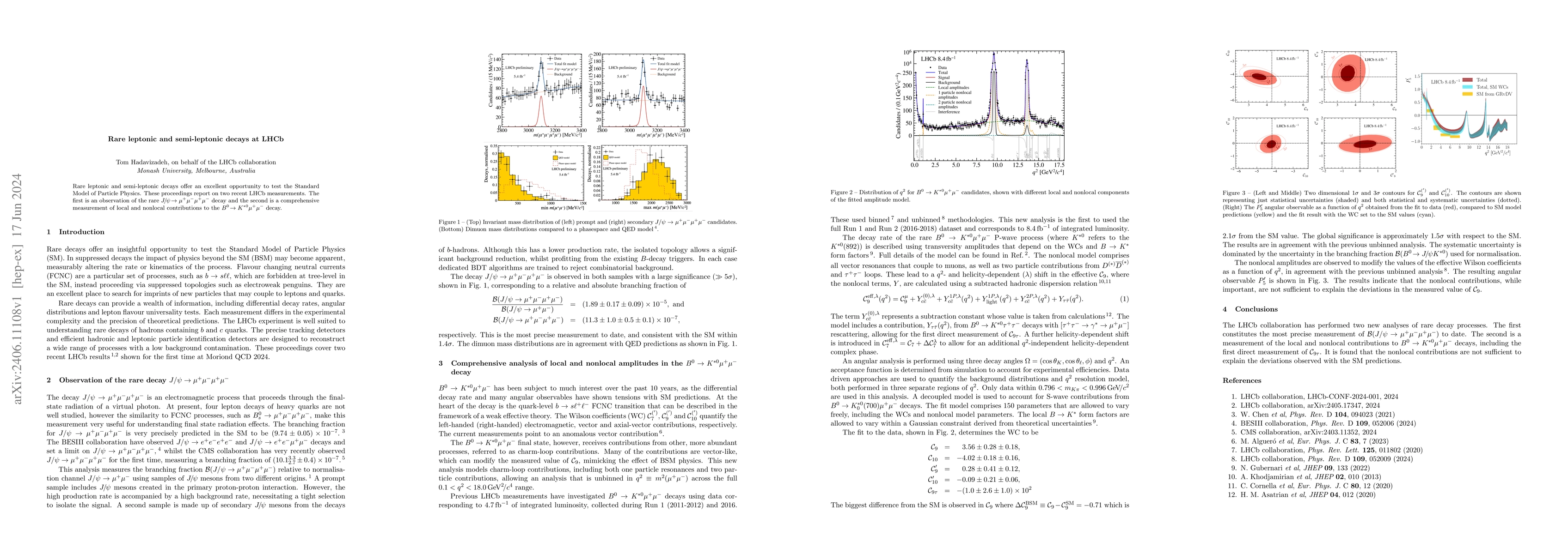 Thumbnail for Rare leptonic and semi-leptonic decays at LHCb