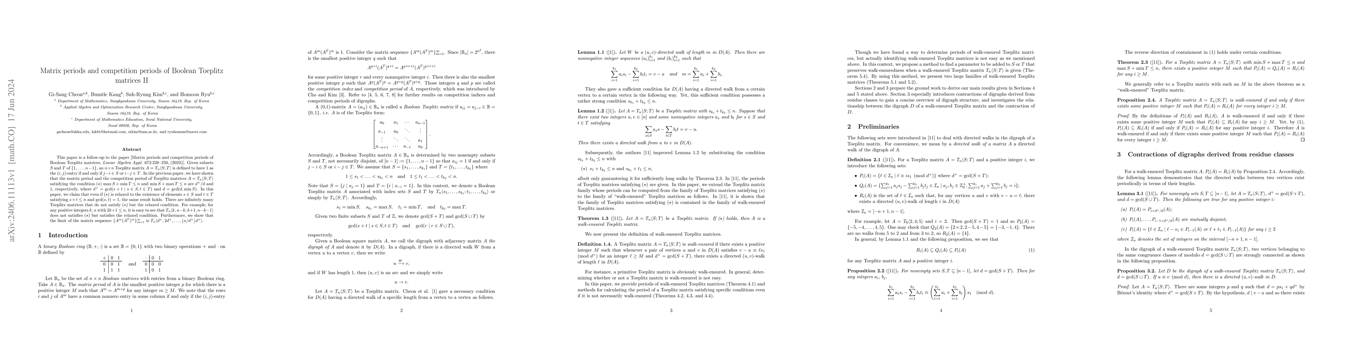 Thumbnail for Matrix periods and competition periods of Boolean Toeplitz matrices II