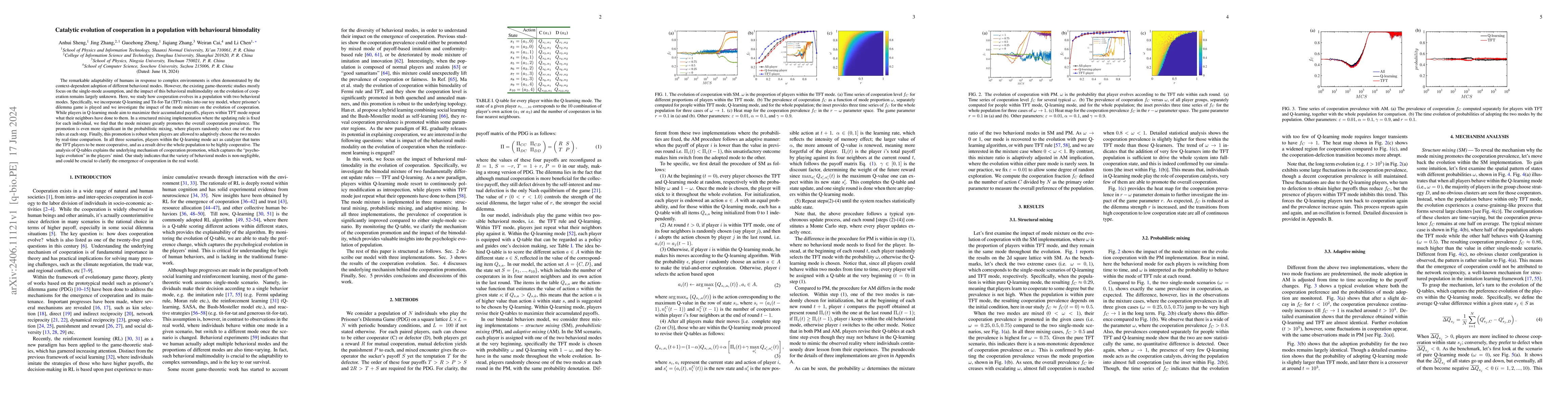 Thumbnail for Catalytic evolution of cooperation in a population with behavioural
  bimodality