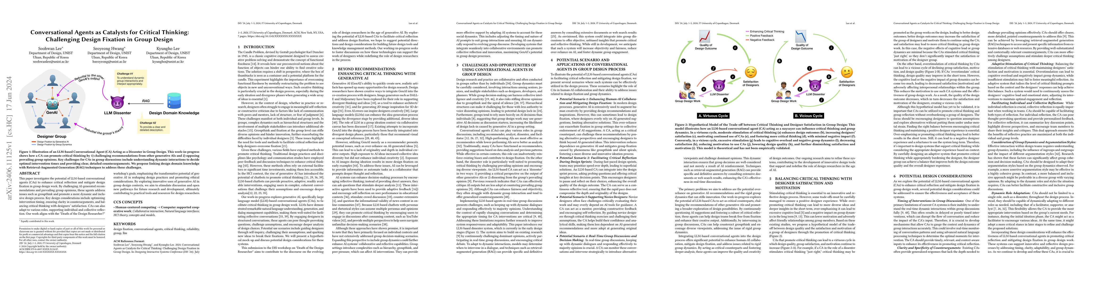 Thumbnail for Conversational Agents as Catalysts for Critical Thinking: Challenging
  Design Fixation in Group Design