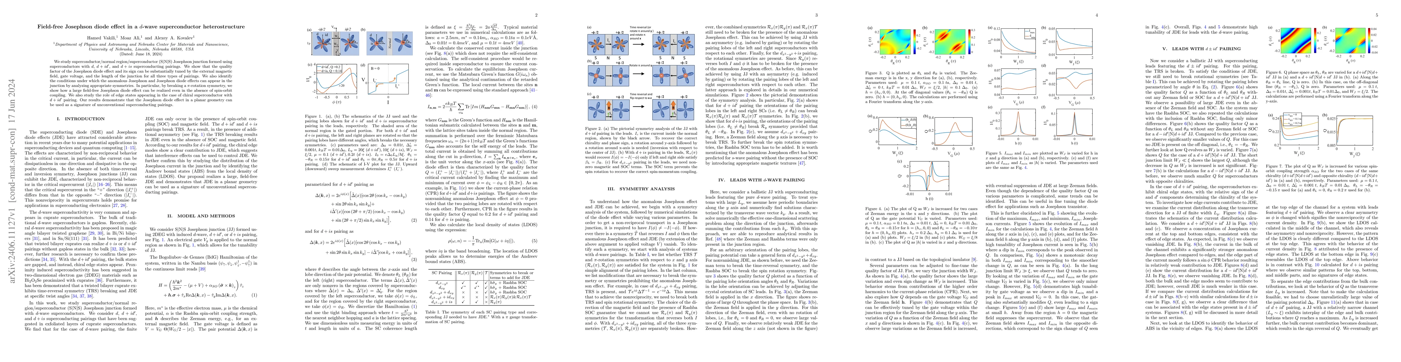 Thumbnail for Field-free Josephson diode effect in a d-wave superconductor
  heterostructure