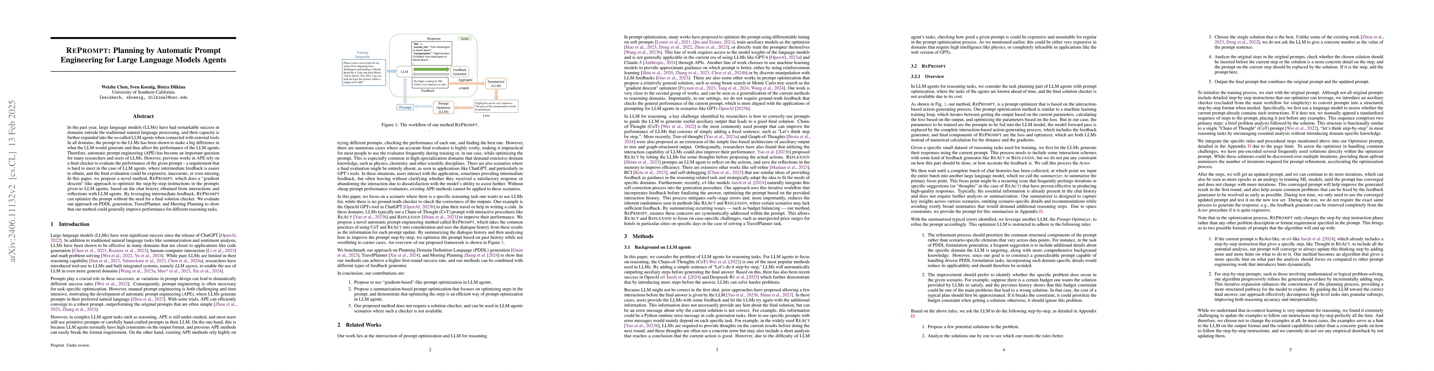Thumbnail for RePrompt: Planning by Automatic Prompt Engineering for Large Language
  Models Agents