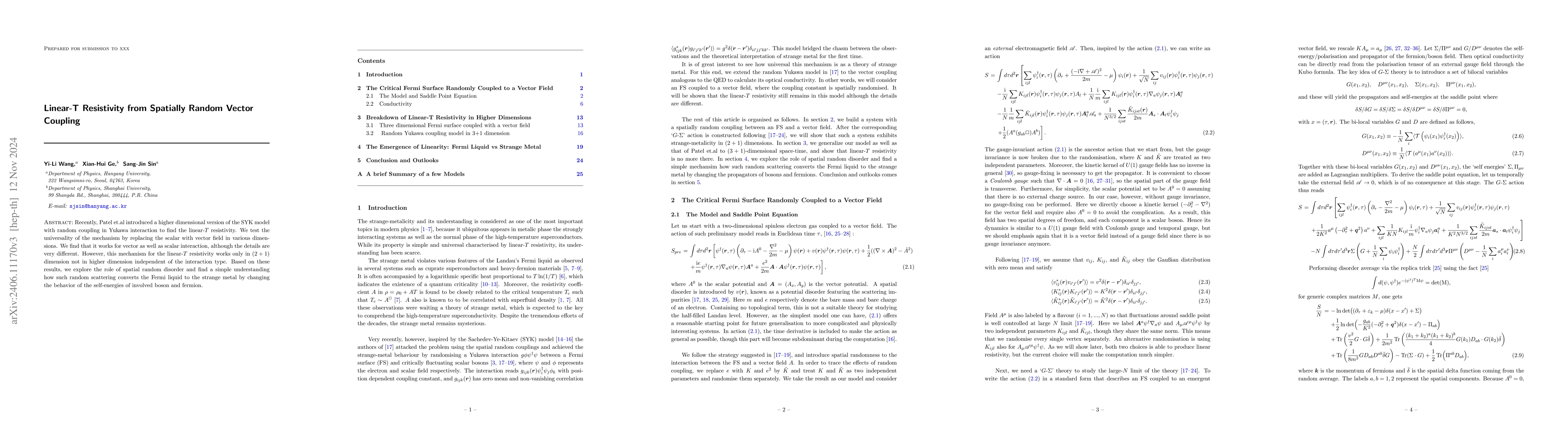Thumbnail for Linear-T Resistivity from Spatially Random Vector Coupling