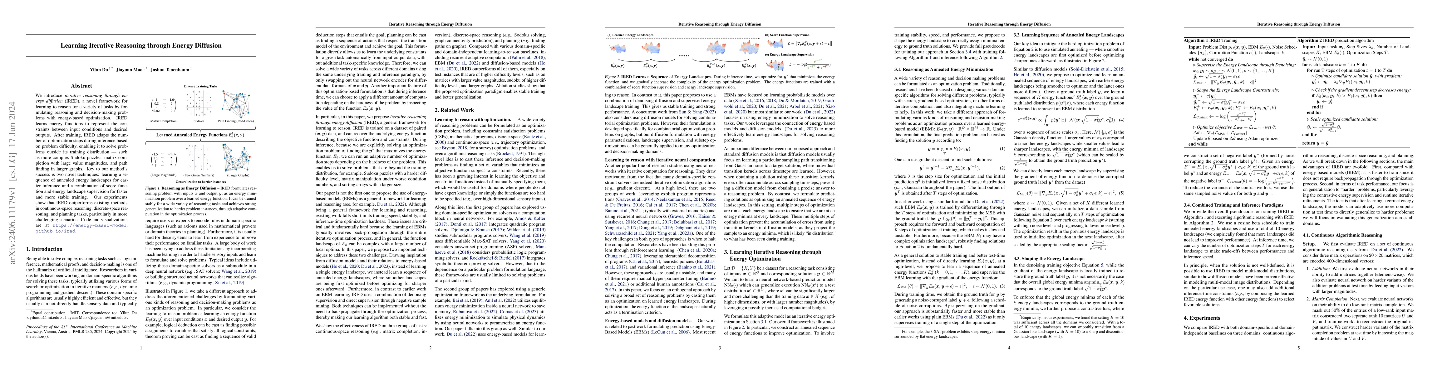 Thumbnail for Learning Iterative Reasoning through Energy Diffusion