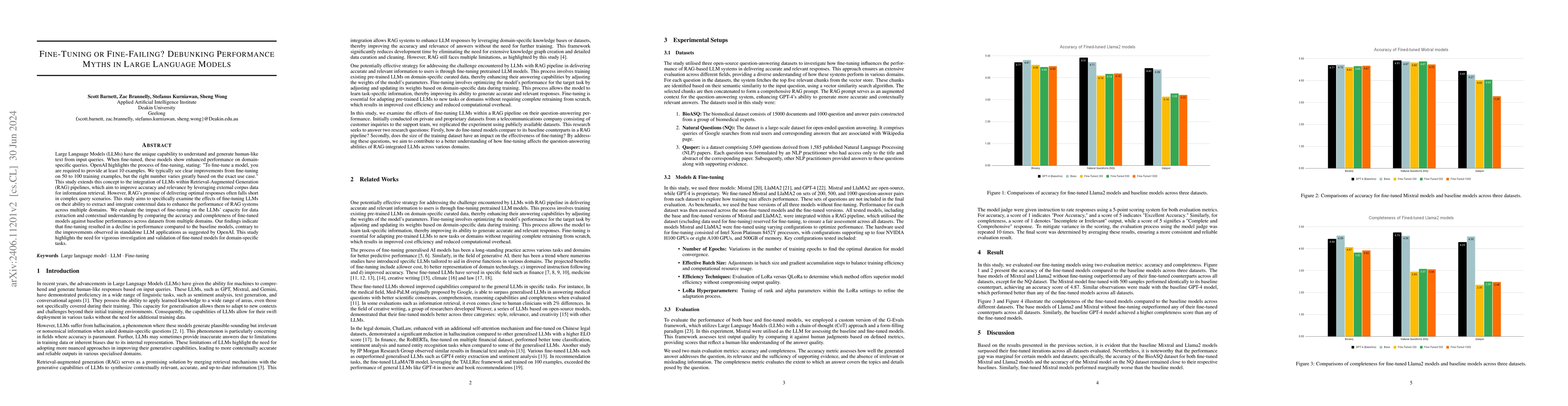 Thumbnail for Fine-Tuning or Fine-Failing? Debunking Performance Myths in Large
  Language Models