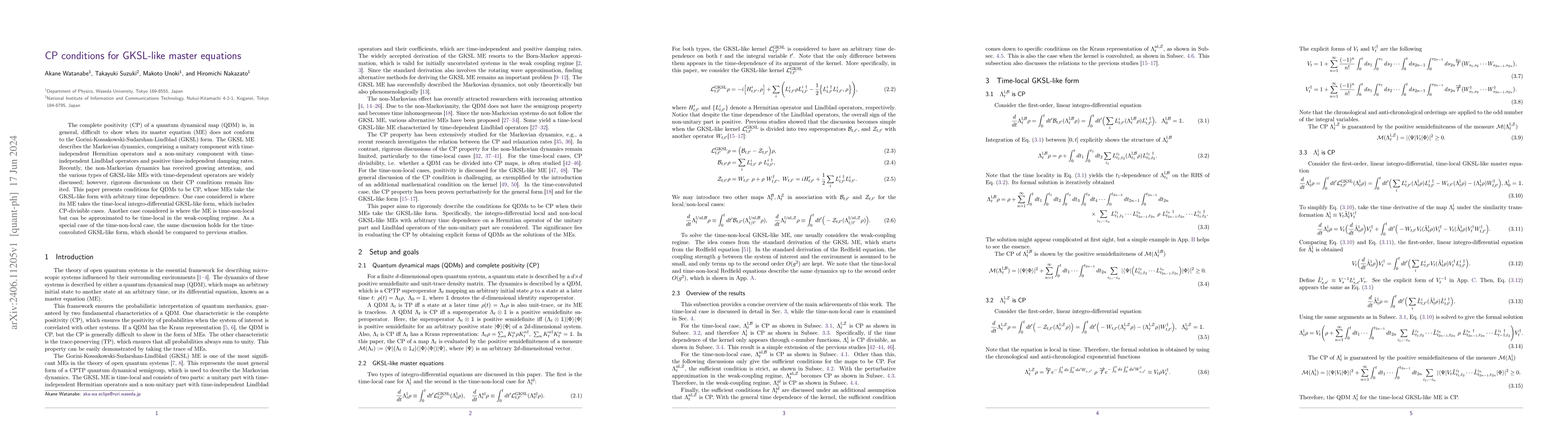 Thumbnail for CP conditions for GKSL-like master equations