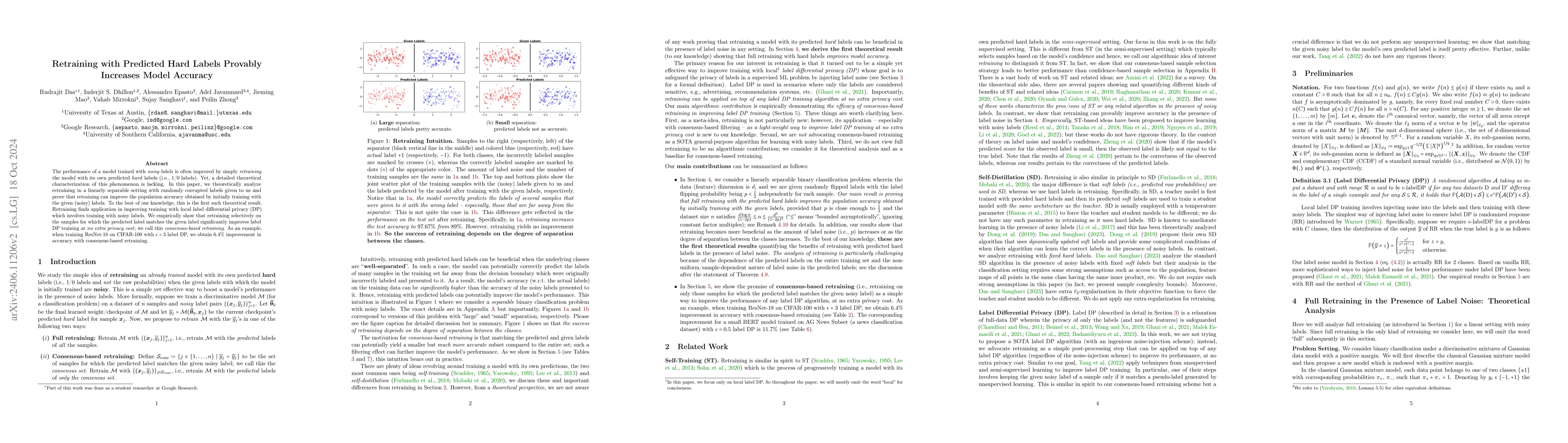 Thumbnail for Retraining with Predicted Hard Labels Provably Increases Model Accuracy