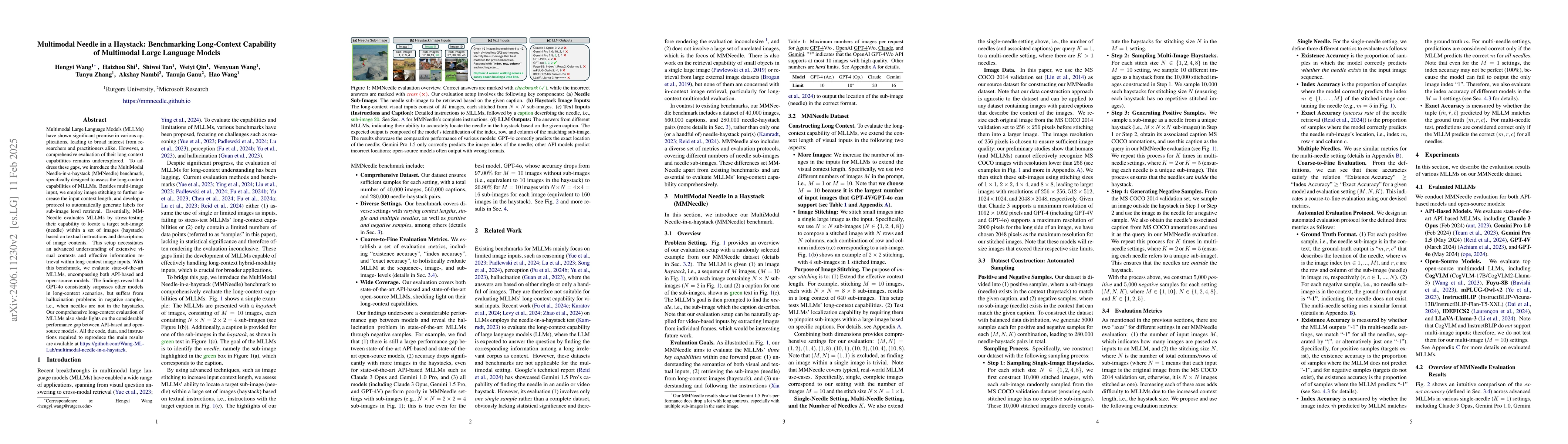 Thumbnail for Multimodal Needle in a Haystack: Benchmarking Long-Context Capability of
  Multimodal Large Language Models