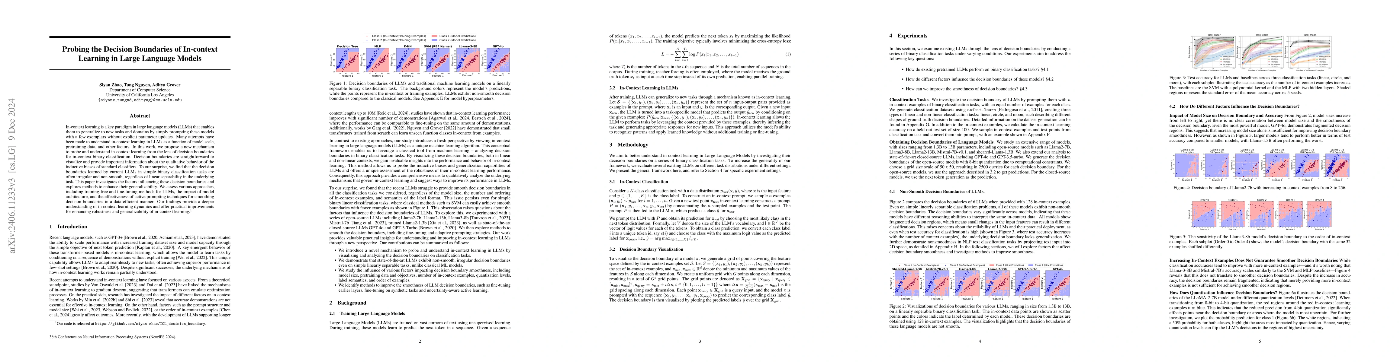 Thumbnail for Probing the Decision Boundaries of In-context Learning in Large Language
  Models