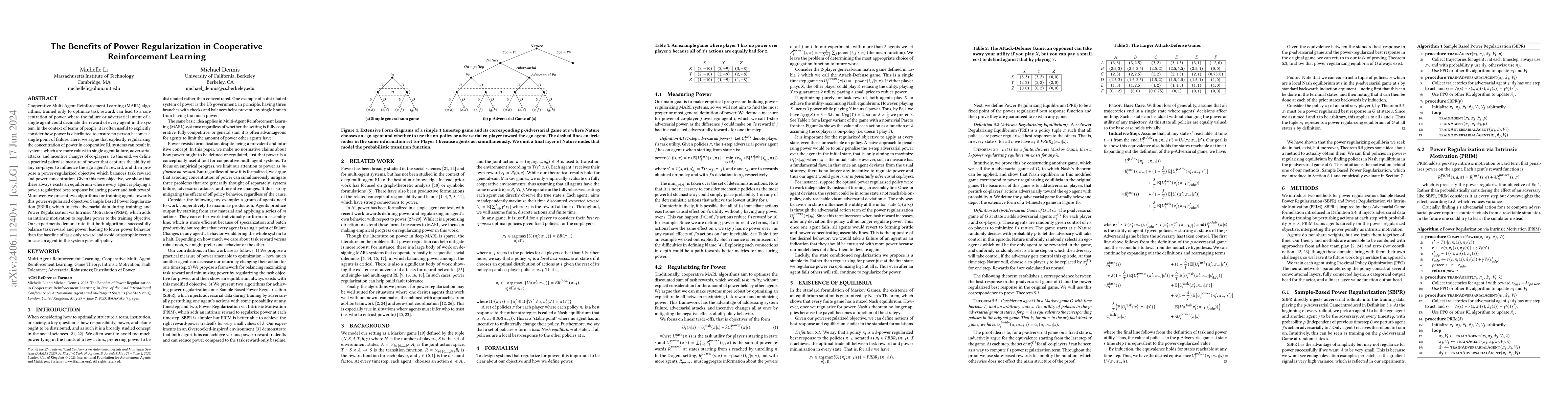Thumbnail for The Benefits of Power Regularization in Cooperative Reinforcement
  Learning
