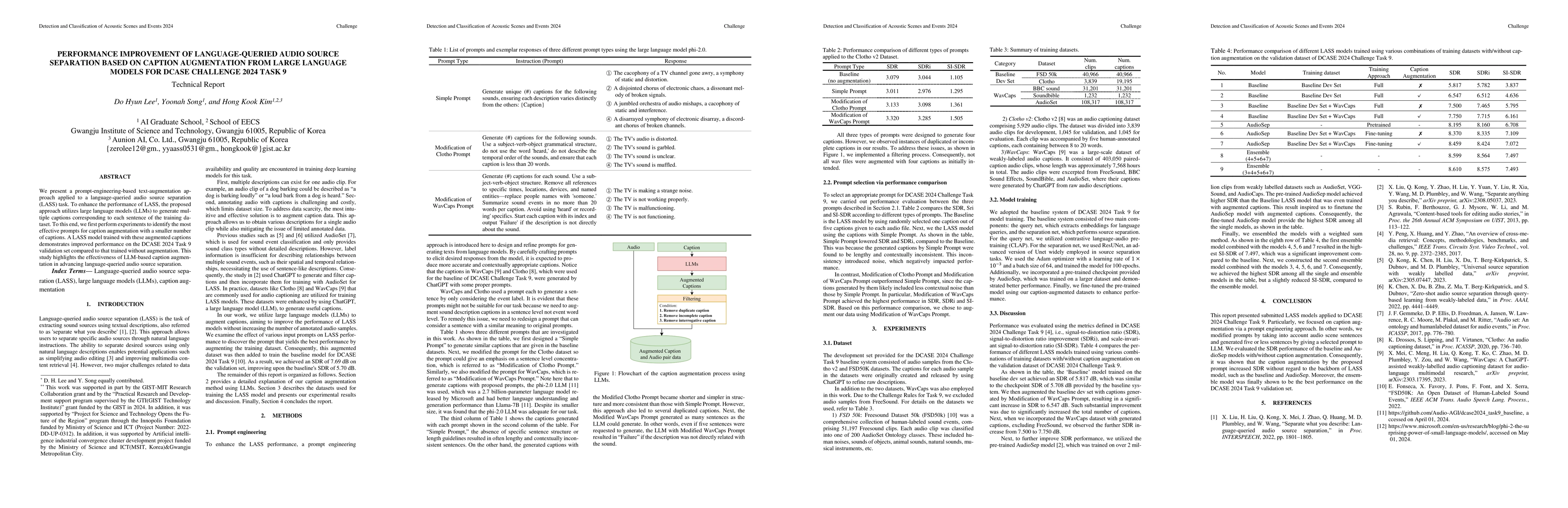 Thumbnail for Performance Improvement of Language-Queried Audio Source Separation
  Based on Caption Augmentation From Large Language Models for DCASE Challenge
  2024 Task 9