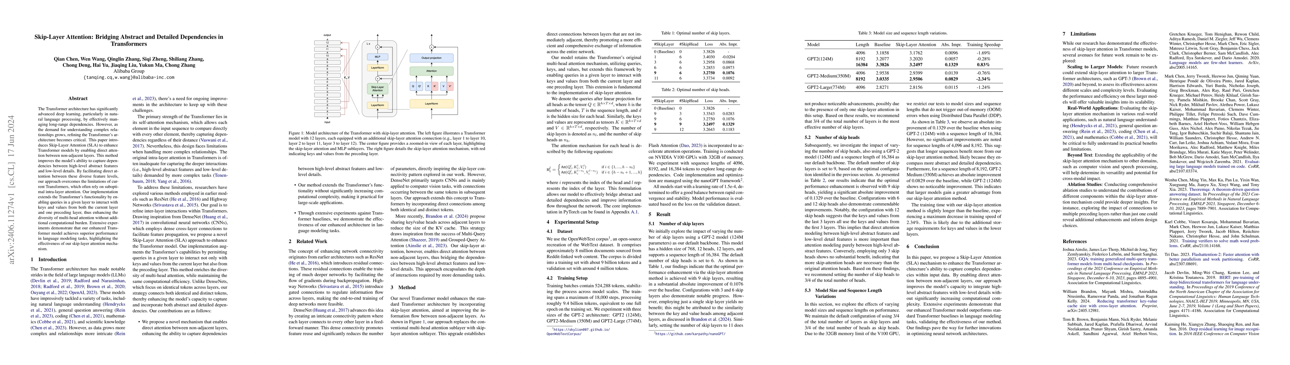 Thumbnail for Skip-Layer Attention: Bridging Abstract and Detailed Dependencies in
  Transformers