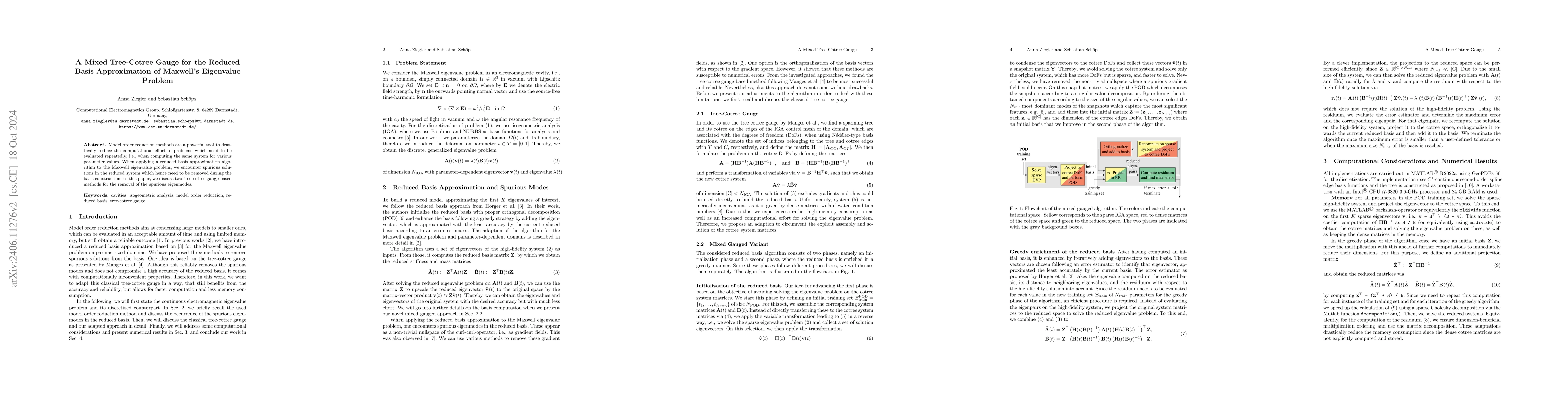 Thumbnail for A Mixed Tree-Cotree Gauge for the Reduced Basis Approximation of
  Maxwell's Eigenvalue Problem