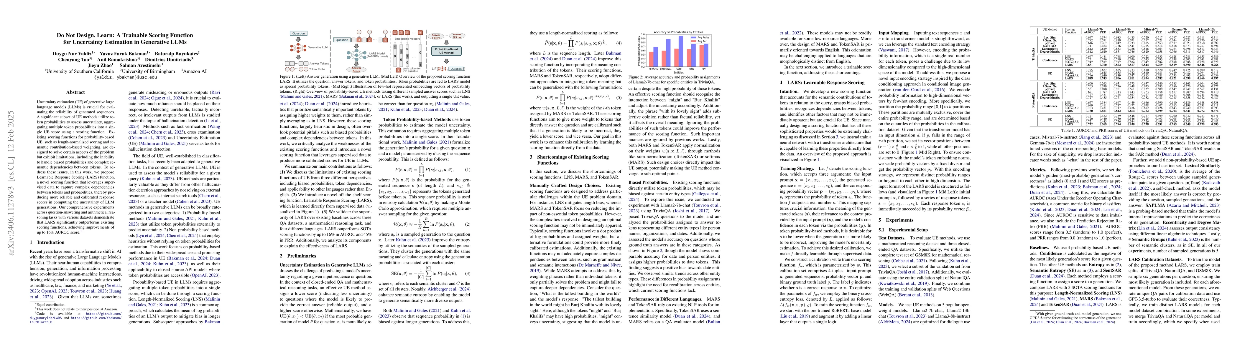 Thumbnail for Do Not Design, Learn: A Trainable Scoring Function for Uncertainty
  Estimation in Generative LLMs