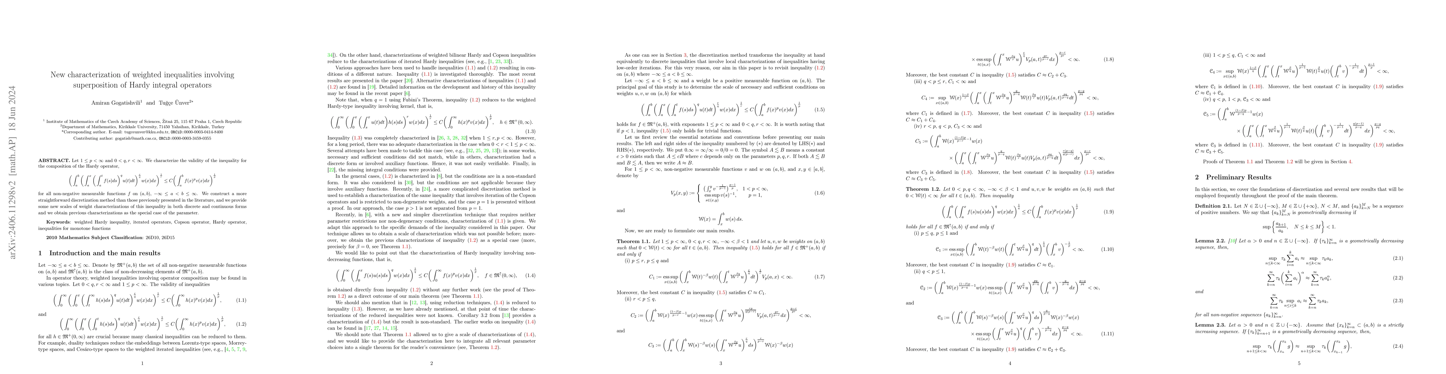 Thumbnail for New characterization of weighted inequalities involving superposition of
  Hardy integral operators