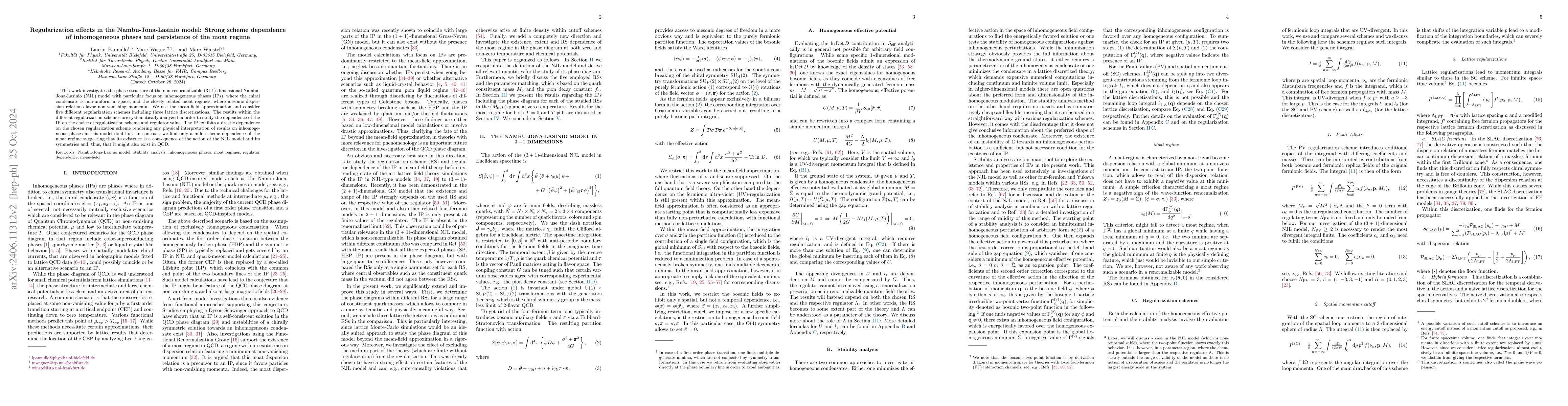 Thumbnail for Regularization effects in the Nambu-Jona-Lasinio model: Strong scheme
  dependence of inhomogeneous phases and persistence of the moat regime