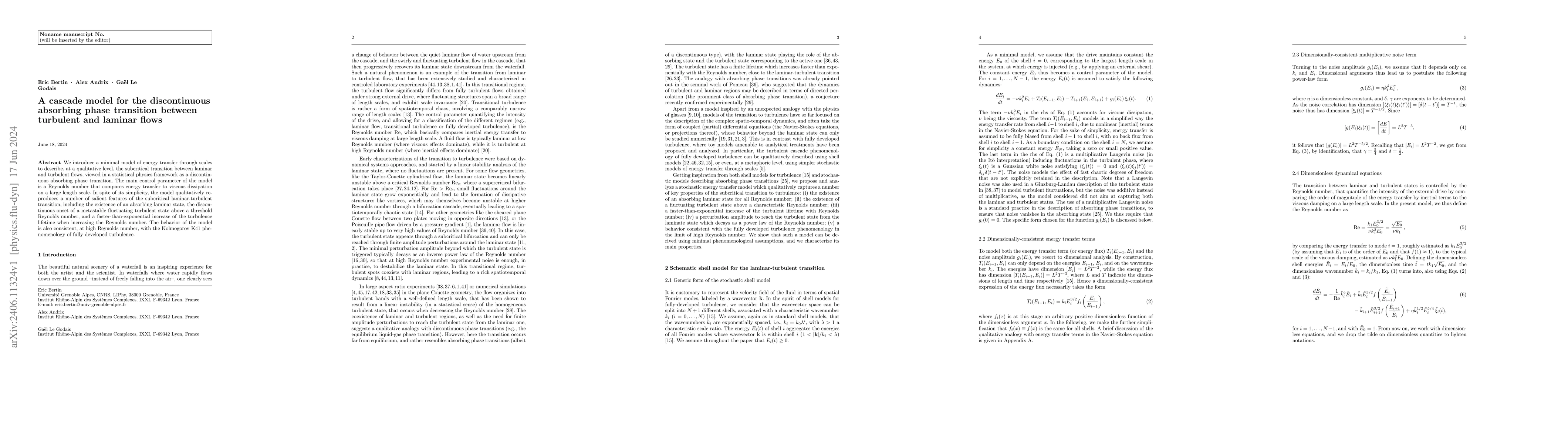 Thumbnail for A cascade model for the discontinuous absorbing phase transition between
  turbulent and laminar flows