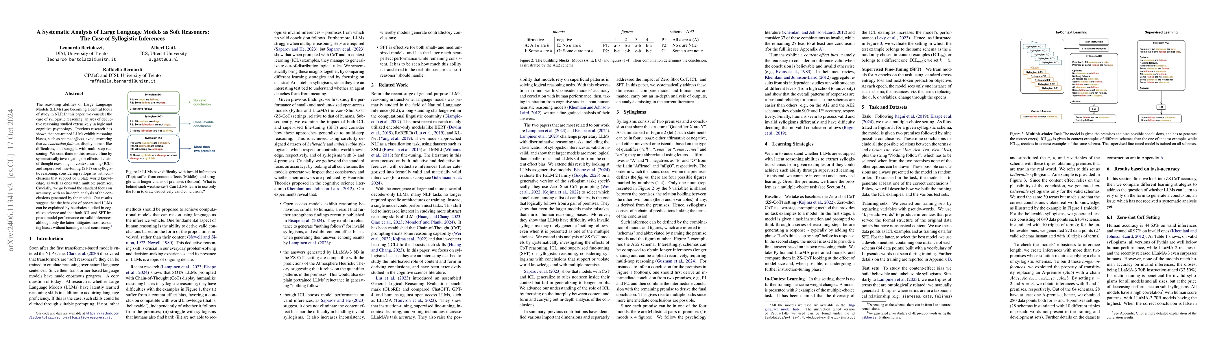 Thumbnail for A Systematic Analysis of Large Language Models as Soft Reasoners: The
  Case of Syllogistic Inferences