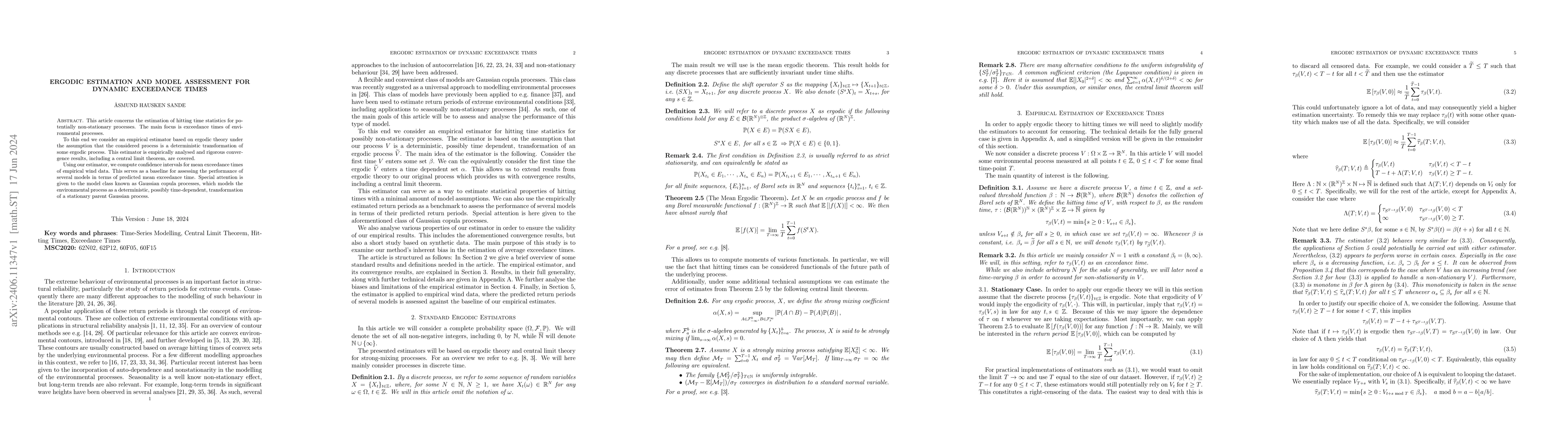 Thumbnail for Ergodic Estimation and Model Assessment for Dynamic Exceedance Times