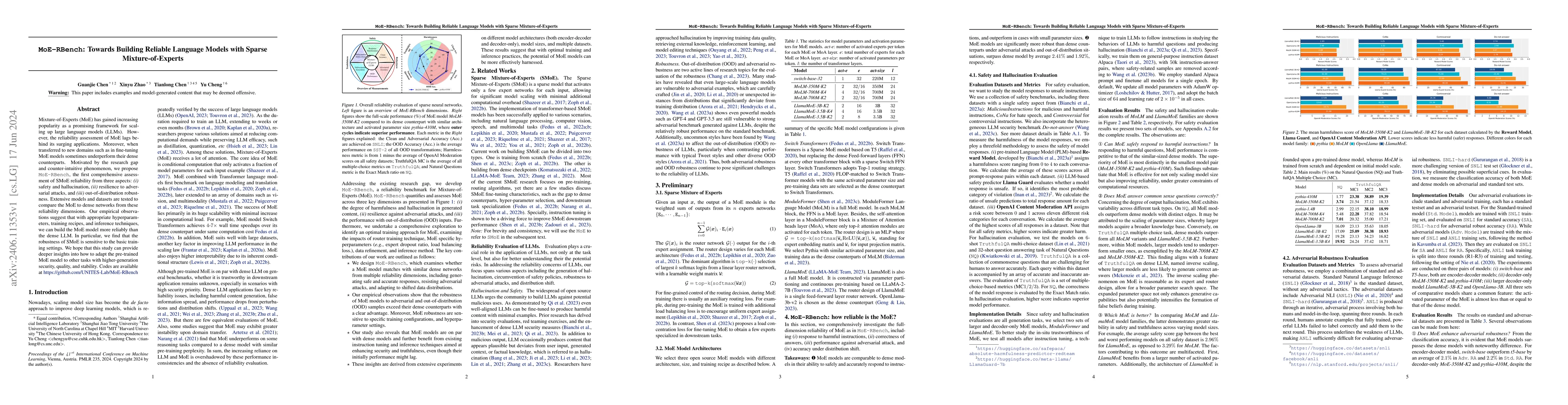 Thumbnail for $\texttt{MoE-RBench}$: Towards Building Reliable Language Models with
  Sparse Mixture-of-Experts