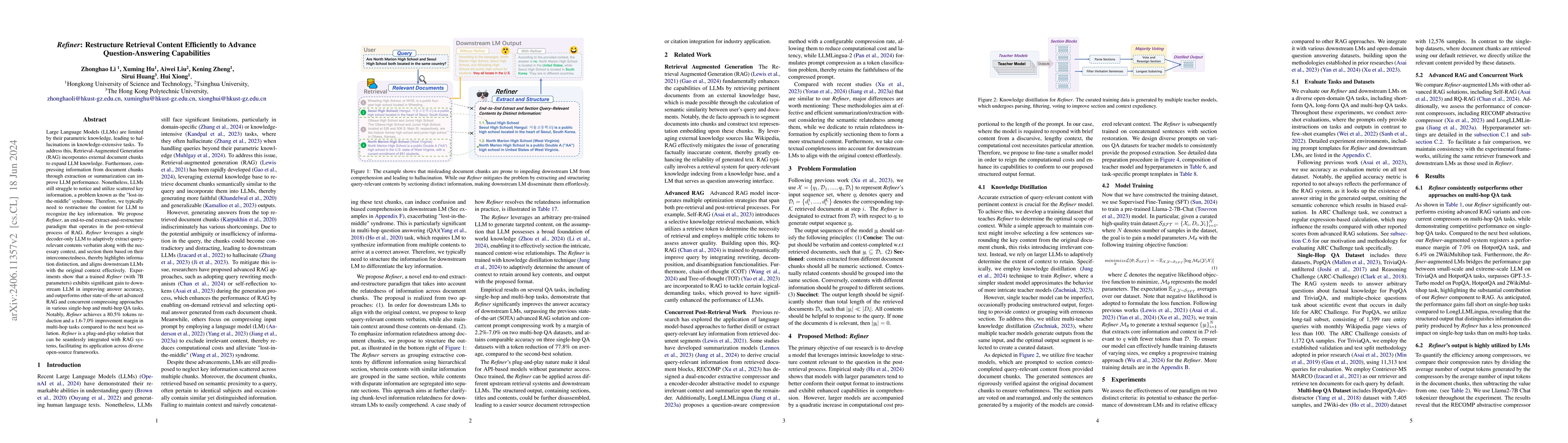 Thumbnail for Refiner: Restructure Retrieval Content Efficiently to Advance
  Question-Answering Capabilities