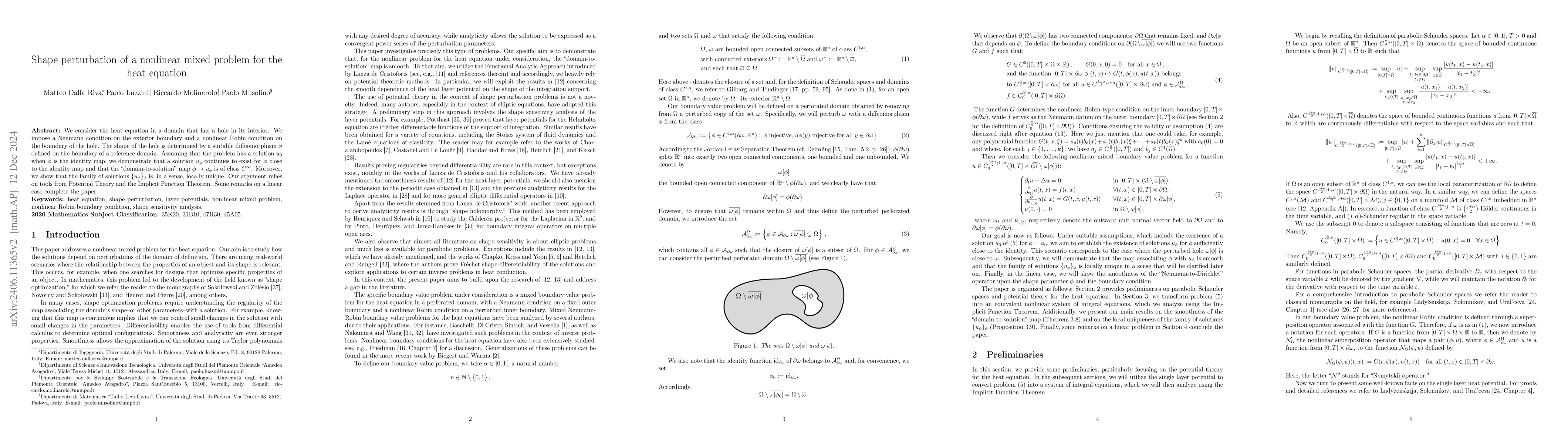 Thumbnail for Shape perturbation of a nonlinear mixed problem for the heat equation